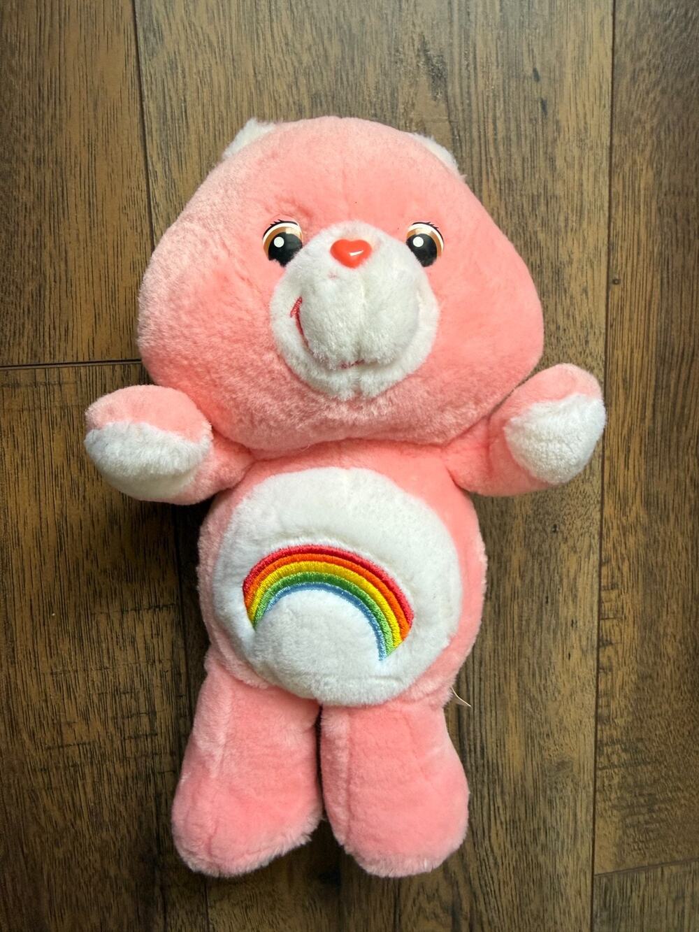 Vintage 2002 Care Bears Cheer Bear Plush 12” Pink Rainbow
